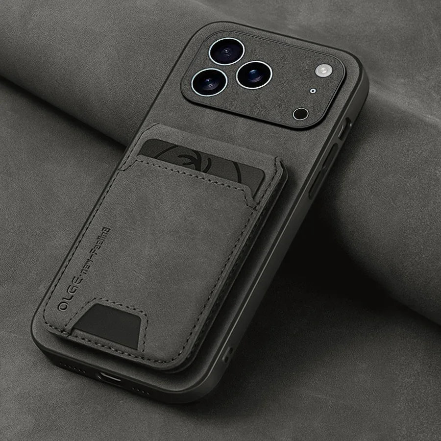 2-Piece Leather Card Holder Case for iPhone