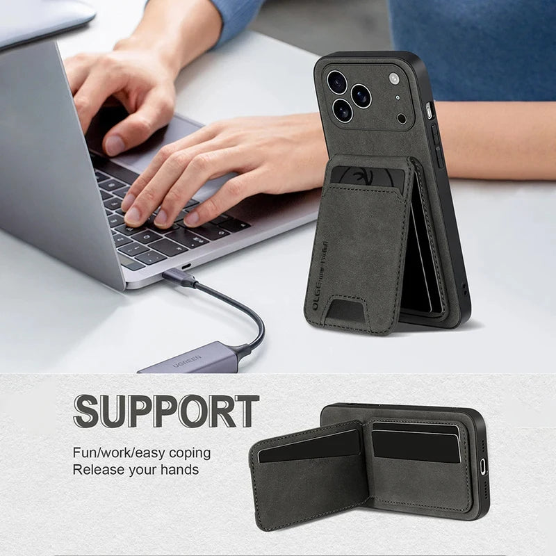 2-Piece Leather Card Holder Case for iPhone