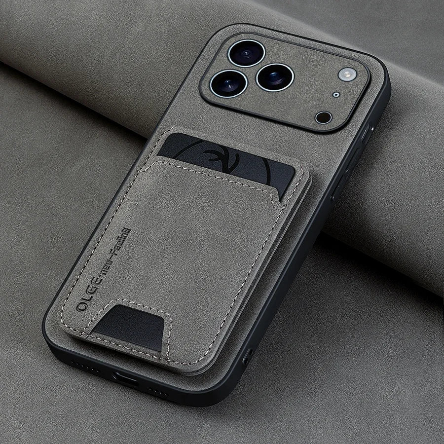 2-Piece Leather Card Holder Case for iPhone