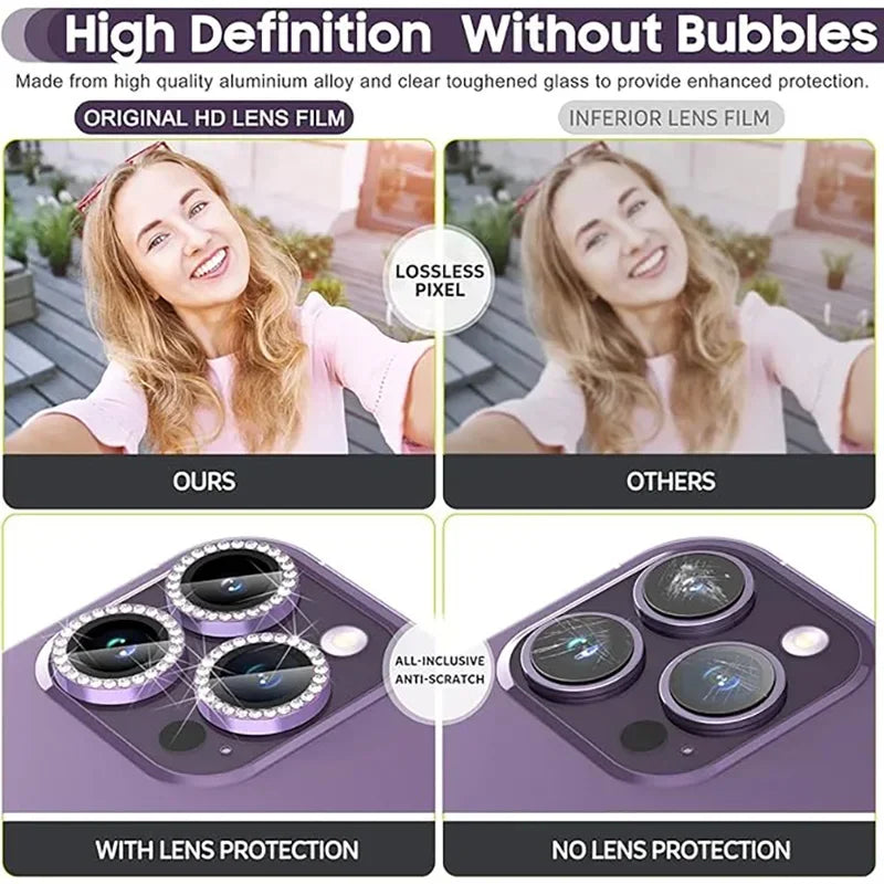 Glitter Tempered Glass Camera Lens Protector