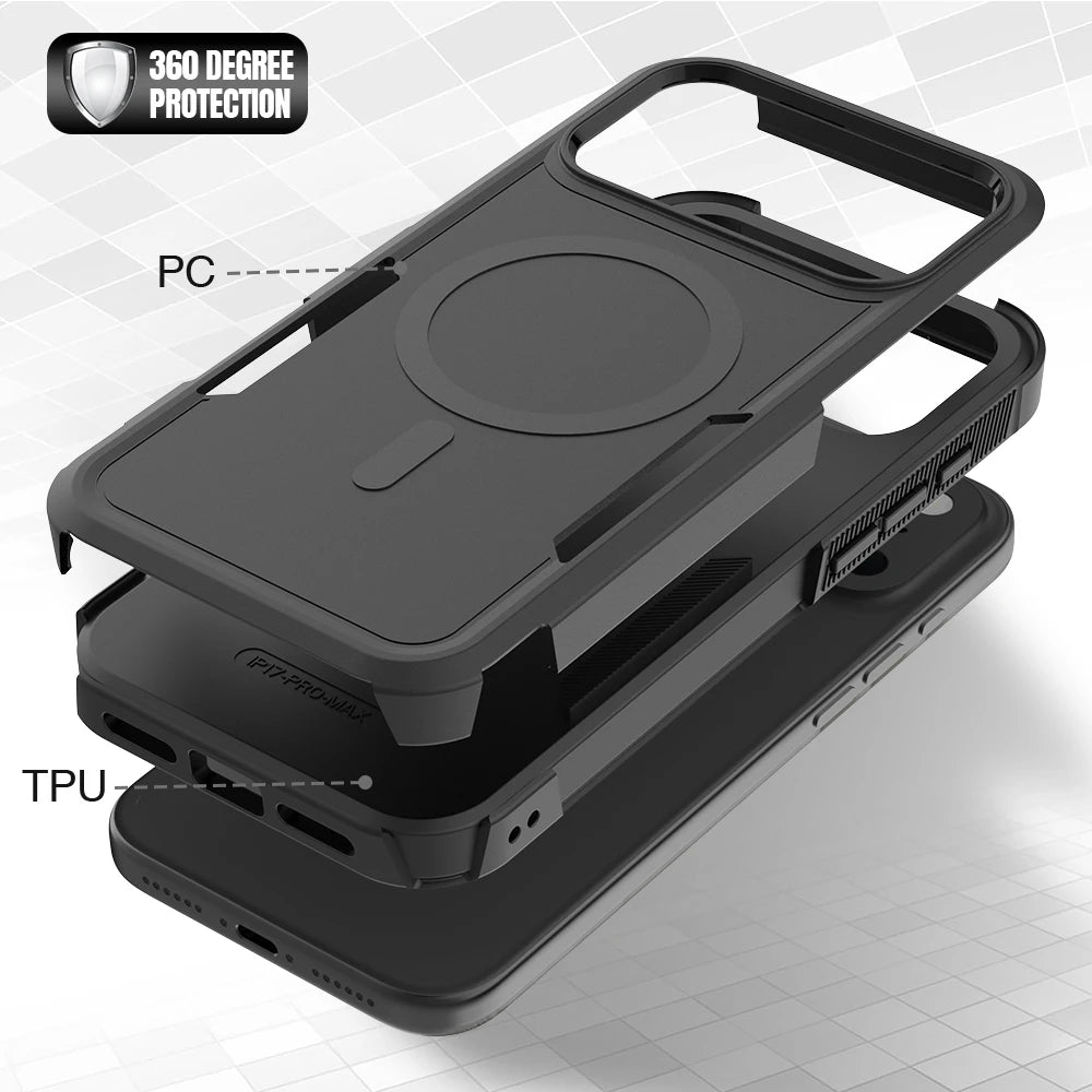 2-in-1 Heavy Armor Magnetic Charging Case for iPhone