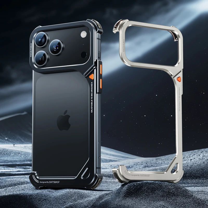 Frameless MagSafe Metal Bumper Case with Stand for iPhone