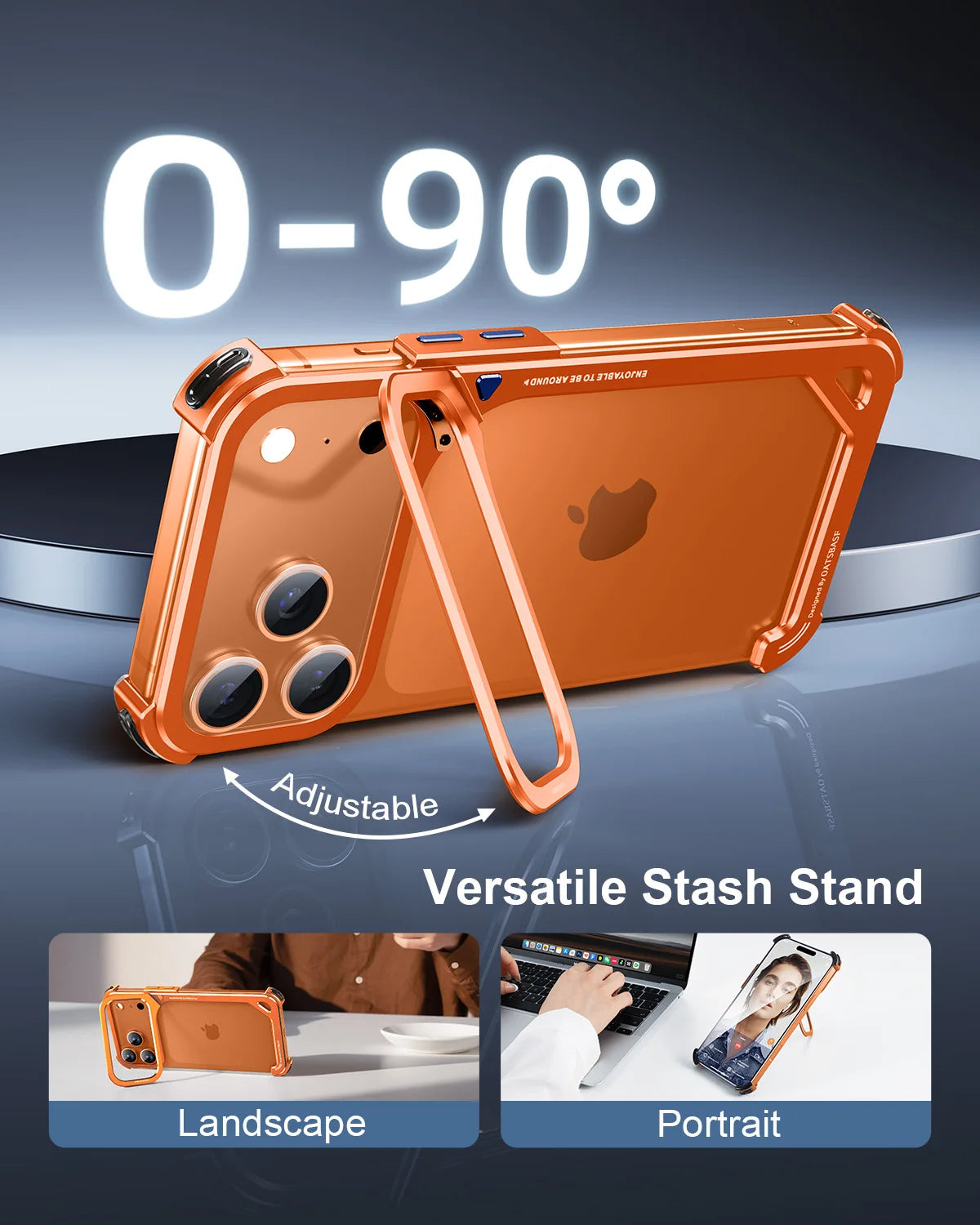 Frameless MagSafe Metal Bumper Case with Stand for iPhone