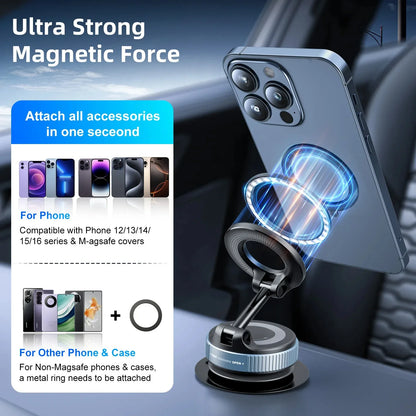 360° Magnetic Car Phone Mount with Vacuum Suction