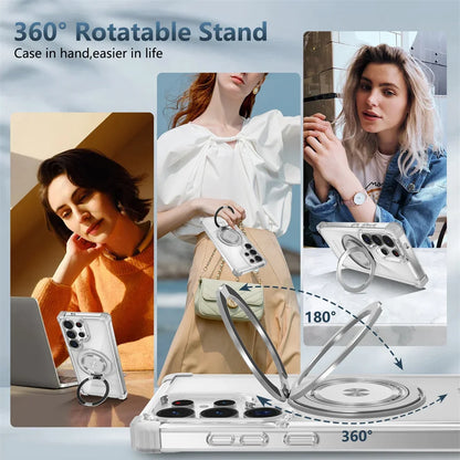 Transparent Magnetic Folding Stand Case for Samsung Galaxy