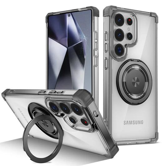 Transparent Magnetic Folding Stand Case for Samsung Galaxy