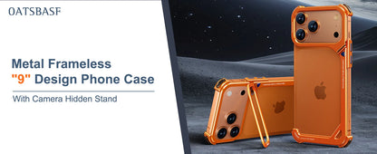 Frameless MagSafe Metal Bumper Case with Stand for iPhone
