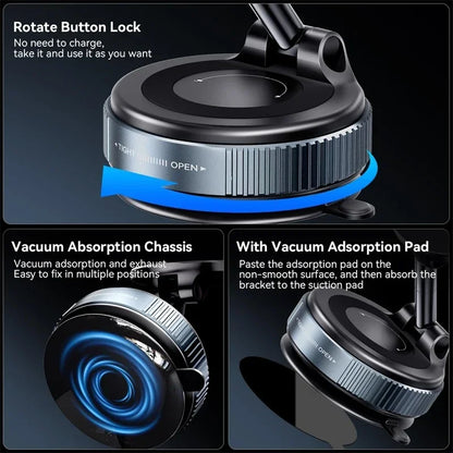 360° Magnetic Car Phone Mount with Vacuum Suction