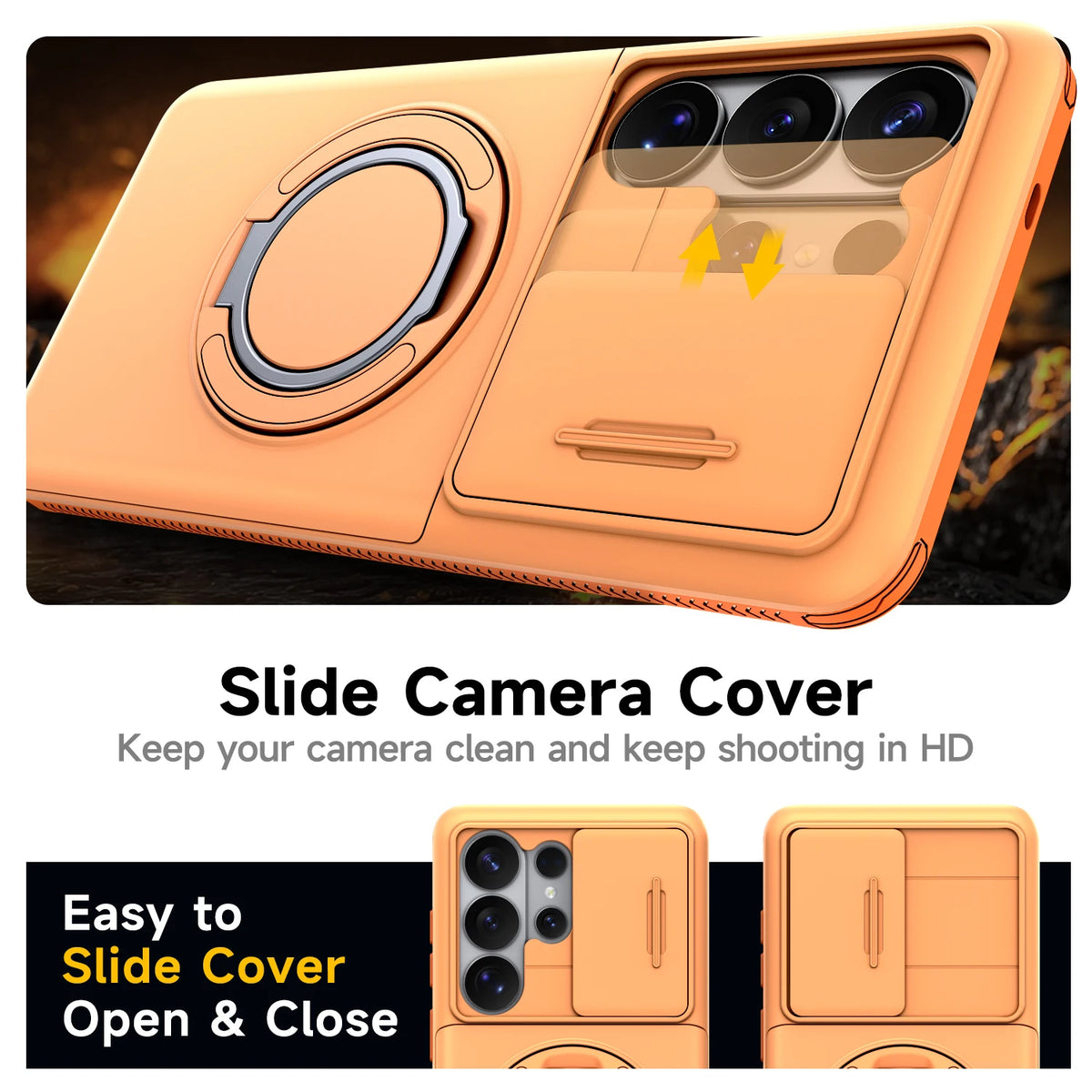Armor Camera Protection Ring Holder Case for Samsung Galaxy
