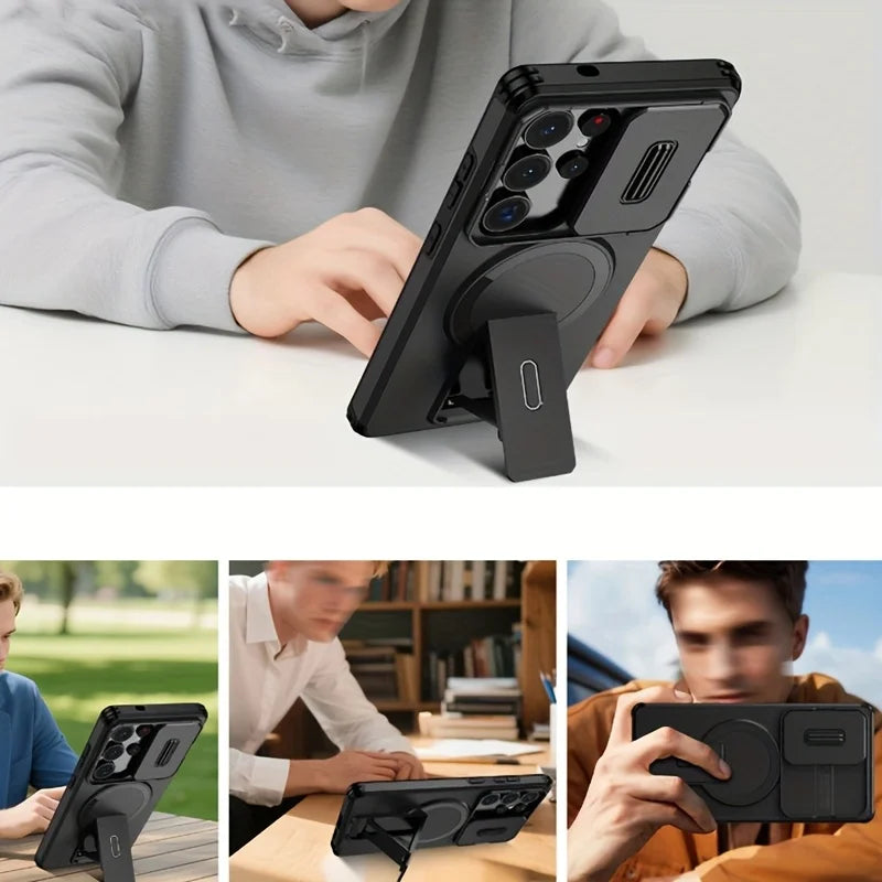 Magnetic Stand Camera Protection Case for Samsung Galaxy