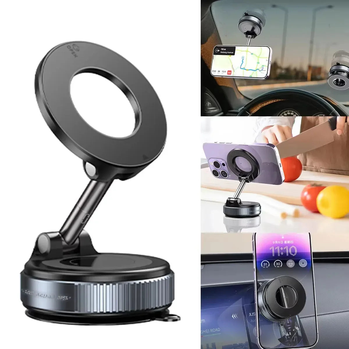 360° Magnetic Car Phone Mount with Vacuum Suction
