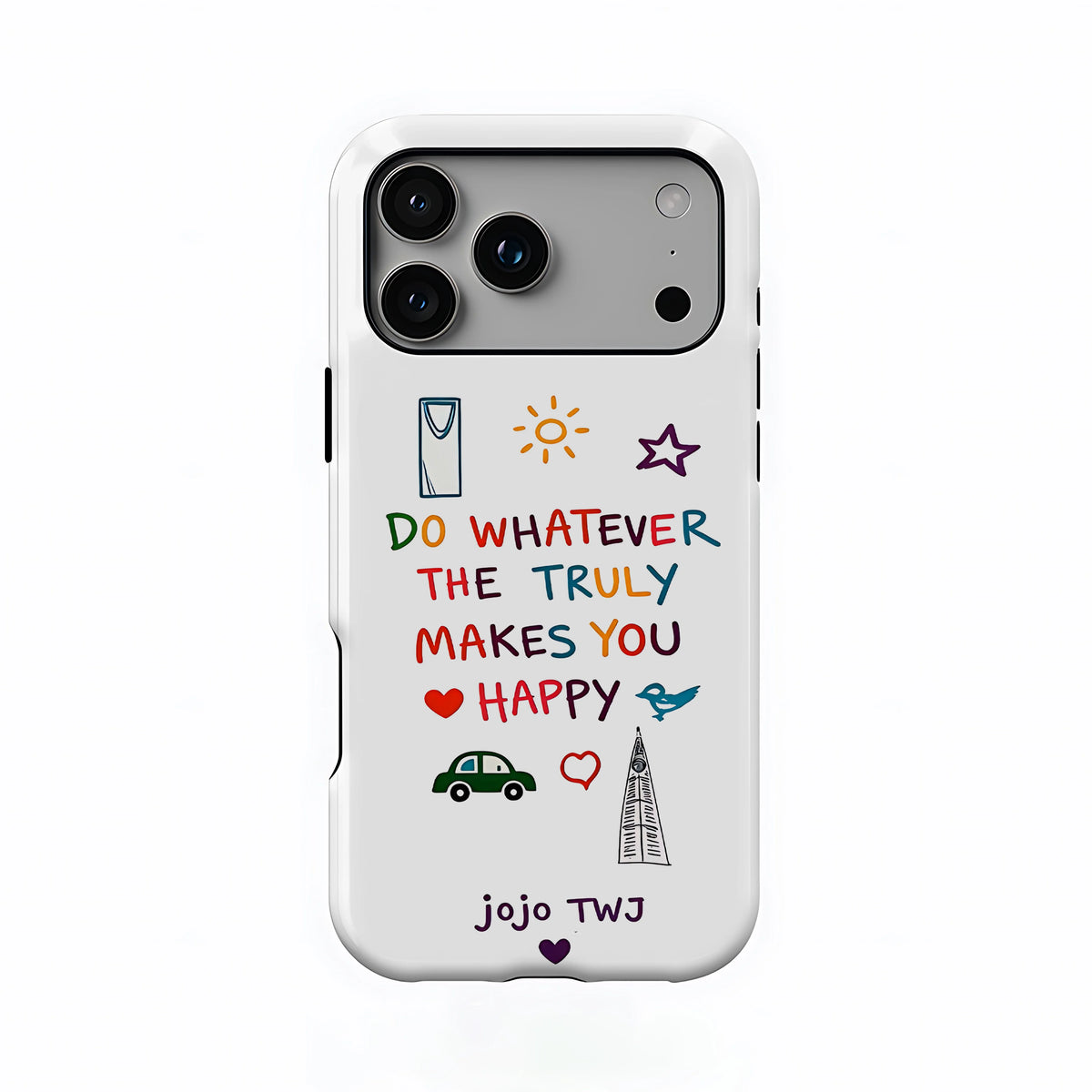 Happy Vibes Doodle Print Double-Layer Case for iPhone