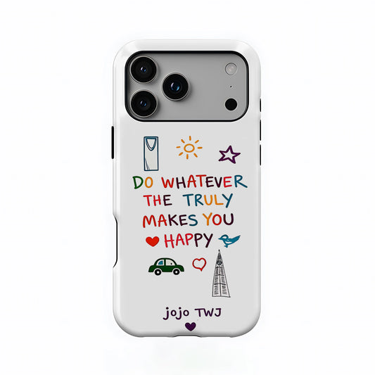 Happy Vibes Doodle Print Double-Layer Case for iPhone