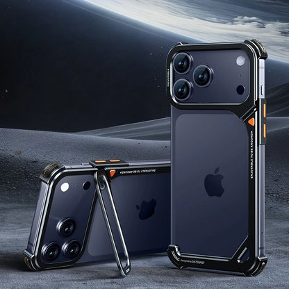 Frameless MagSafe Metal Bumper Case with Stand for iPhone