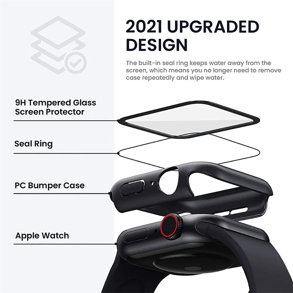 Tempered Glass Protective Case for Apple Watch