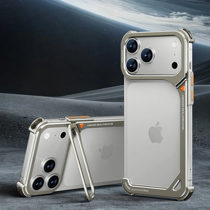 Frameless MagSafe Metal Bumper Case with Stand for iPhone