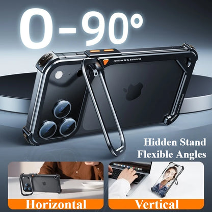 Frameless MagSafe Metal Bumper Case with Stand for iPhone
