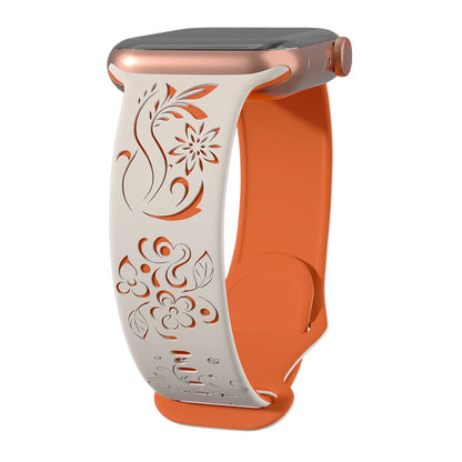 Flower Engraved Silicone Apple Watch Band