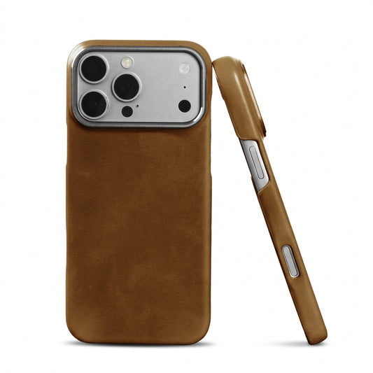 Waxed Leather Metal Frame Case for iPhone