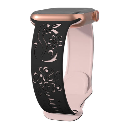 Flower Engraved Silicone Apple Watch Band