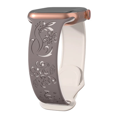 Flower Engraved Silicone Apple Watch Band