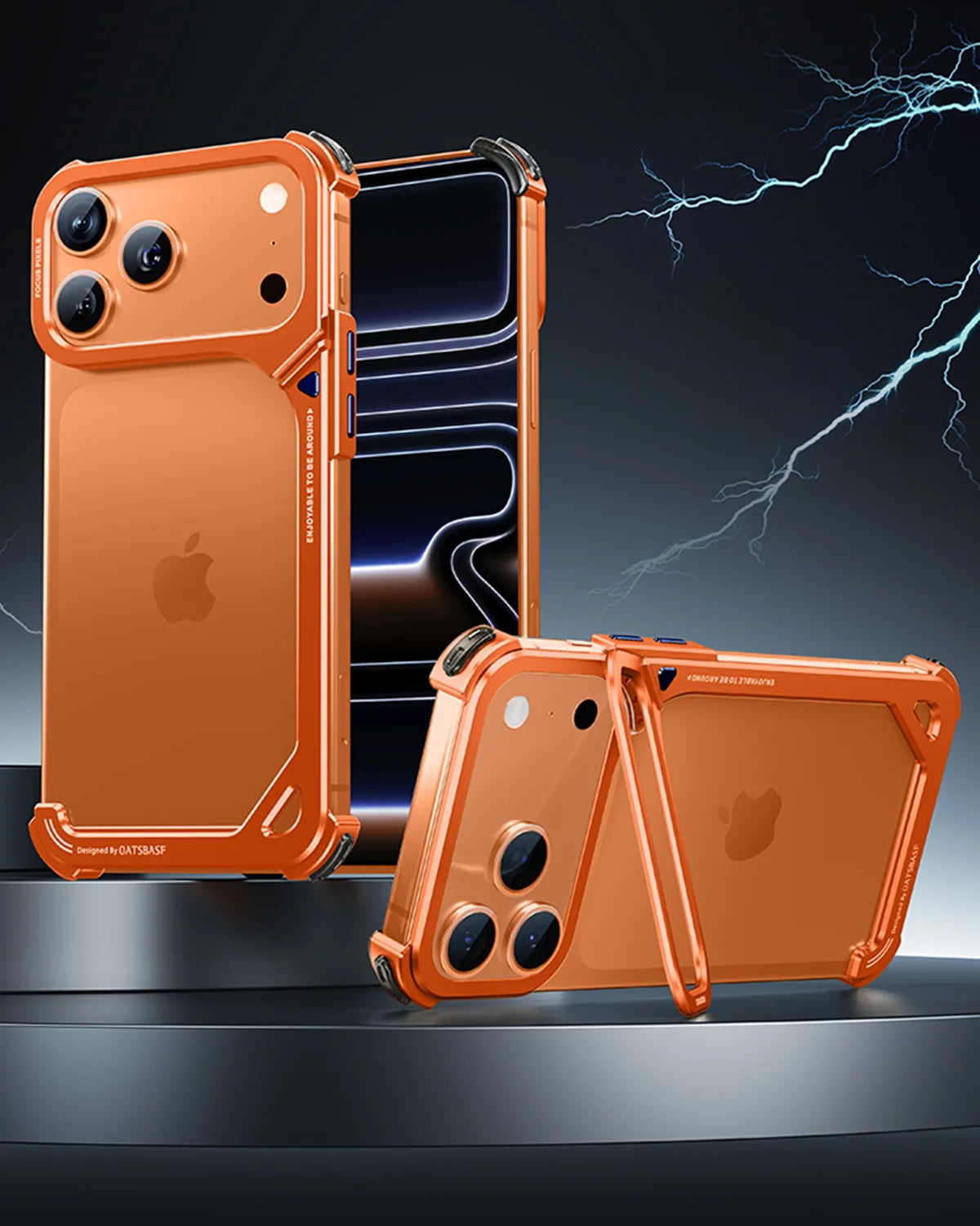Frameless MagSafe Metal Bumper Case with Stand for iPhone