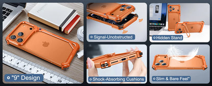 Frameless MagSafe Metal Bumper Case with Stand for iPhone