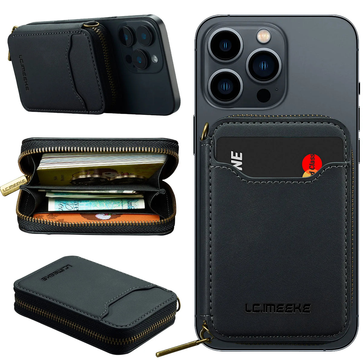 MagSafe Magnetic Zipper Leather Phone Wallet