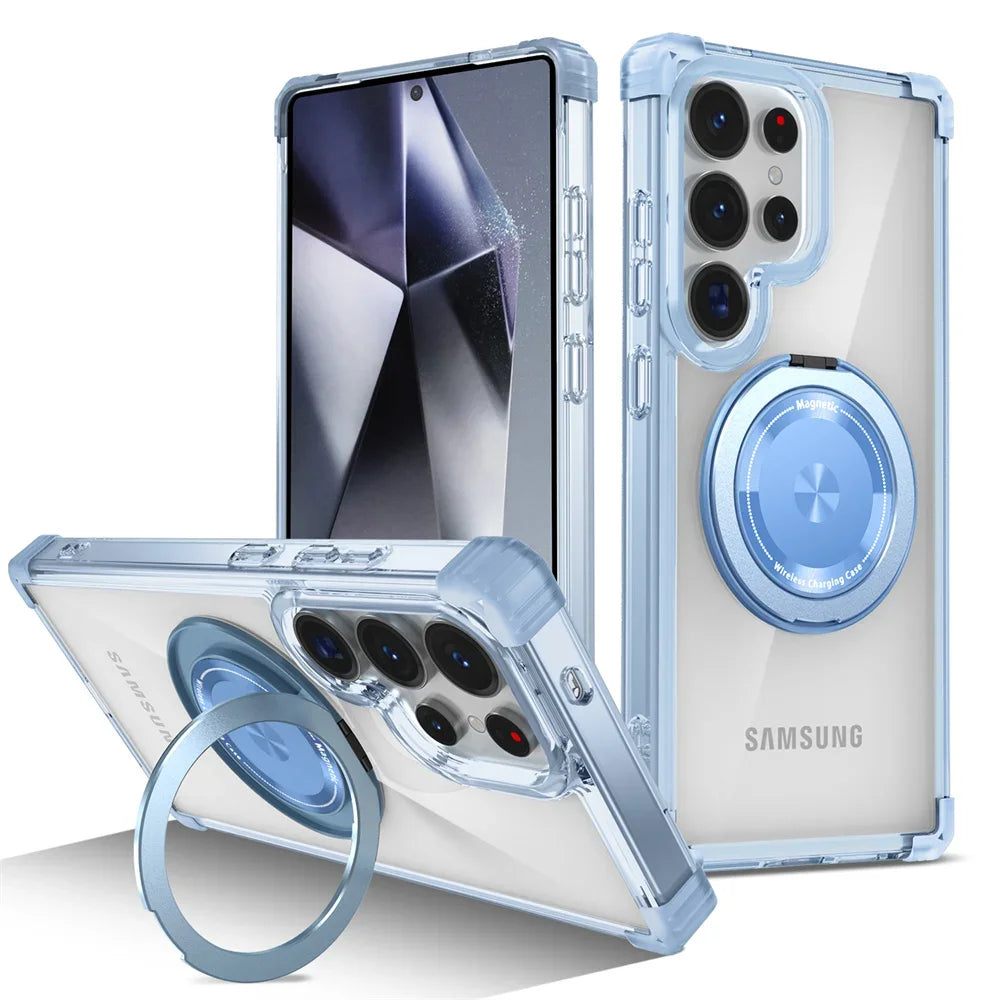 Transparent Magnetic Folding Stand Case for Samsung Galaxy