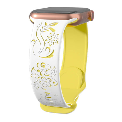 Flower Engraved Silicone Apple Watch Band