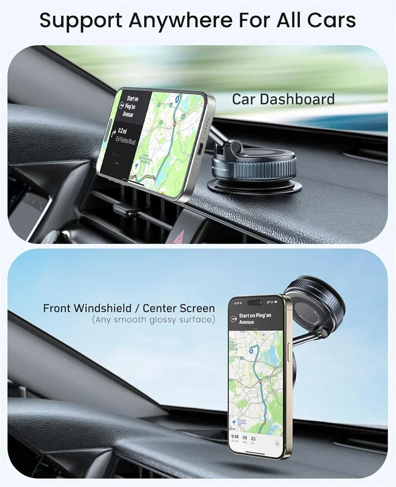 360° Magnetic Car Phone Mount with Vacuum Suction
