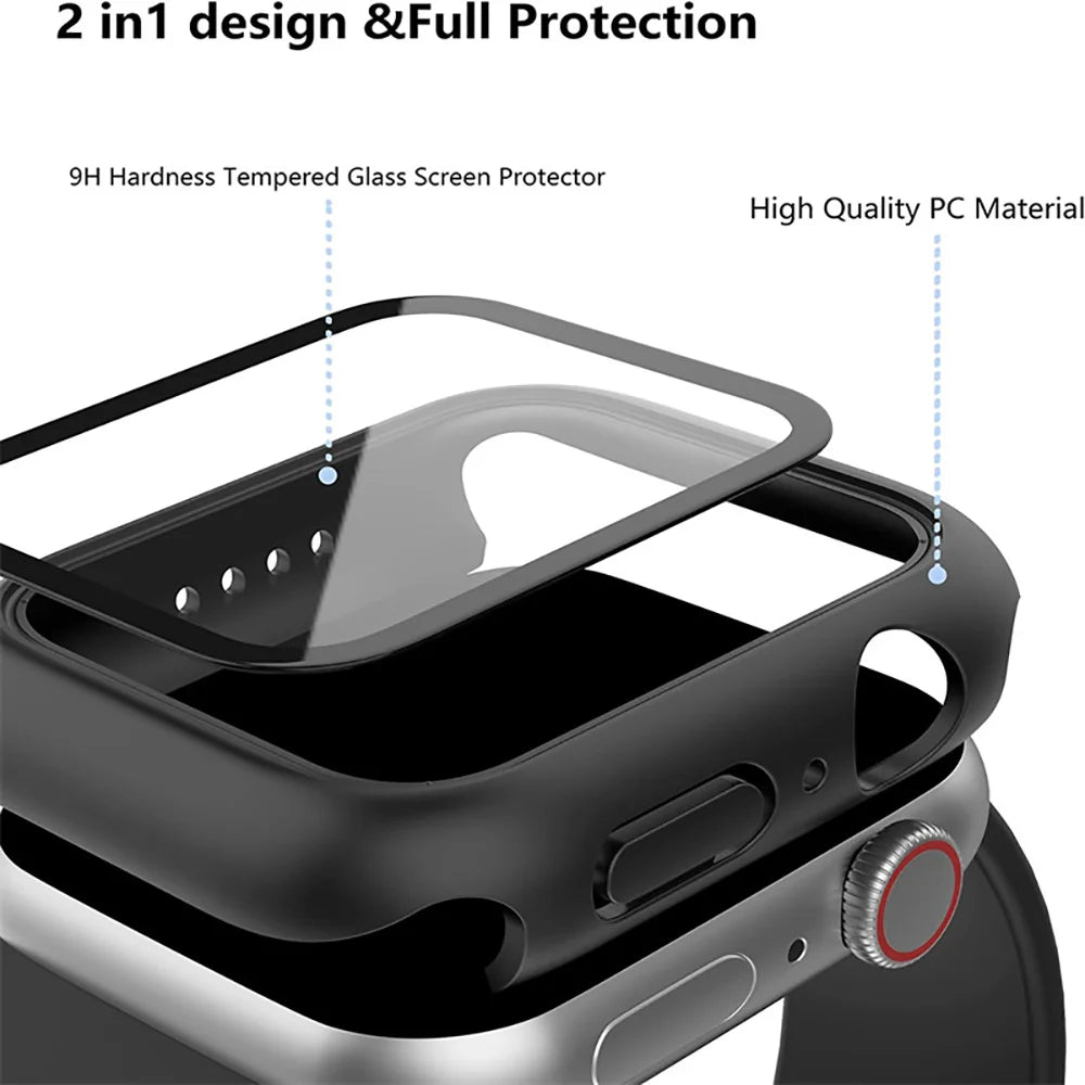 Tempered Glass Protective Case for Apple Watch