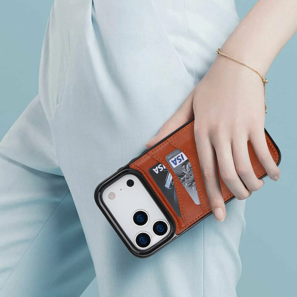 Luxury Vertical Card Slot Leather Wallet Case for iPhone