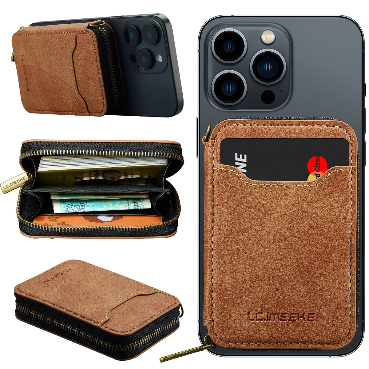 MagSafe Magnetic Zipper Leather Phone Wallet