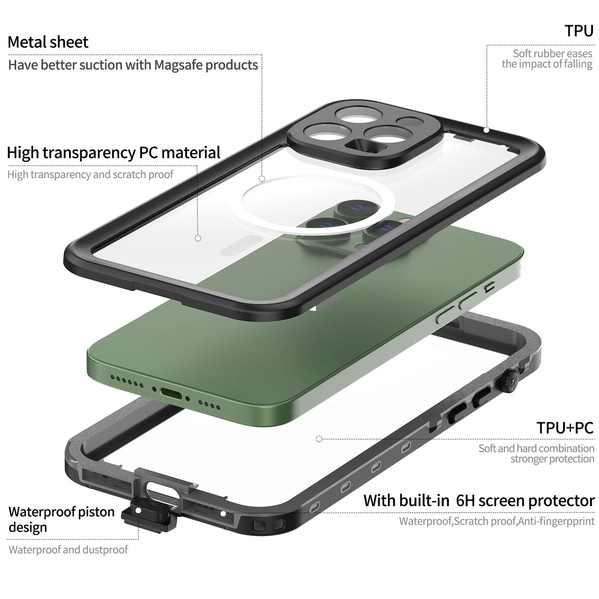 IP68 Waterproof MagSafe iPhone Case