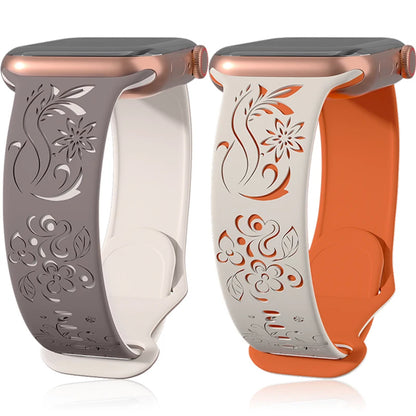 Flower Engraved Silicone Apple Watch Band