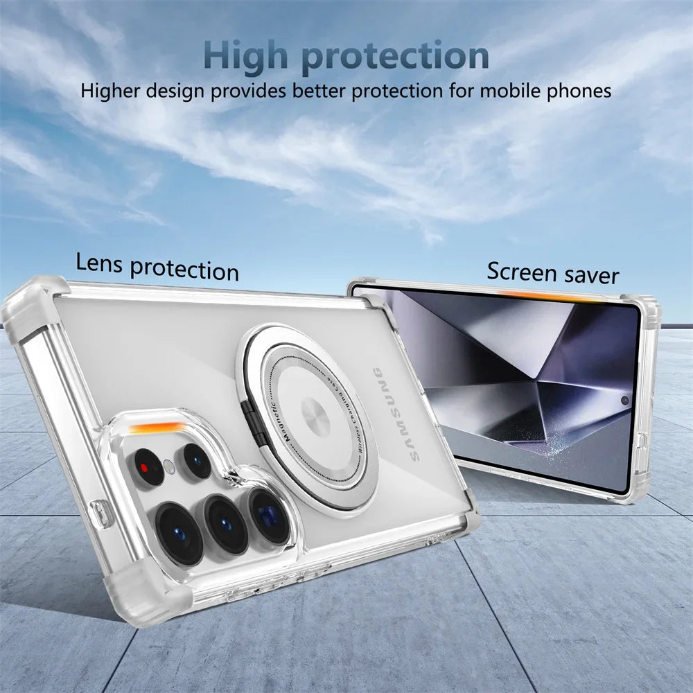 Transparent Magnetic Folding Stand Case for Samsung Galaxy