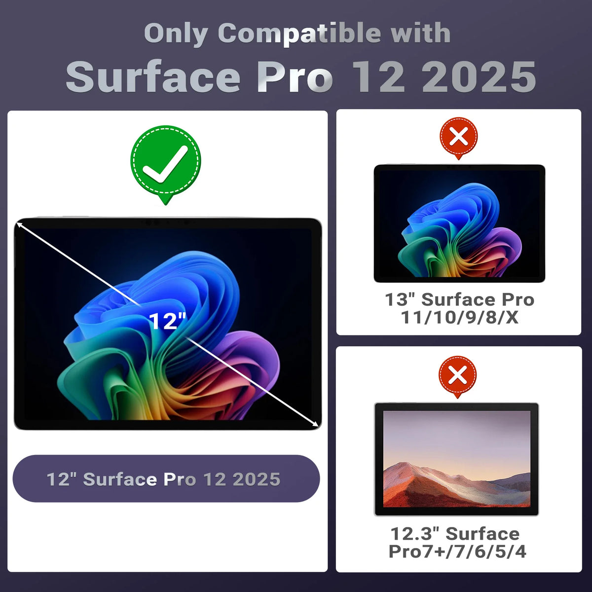 Rugged Protective Case with Pen Holder for Microsoft Surface Pro 12"
