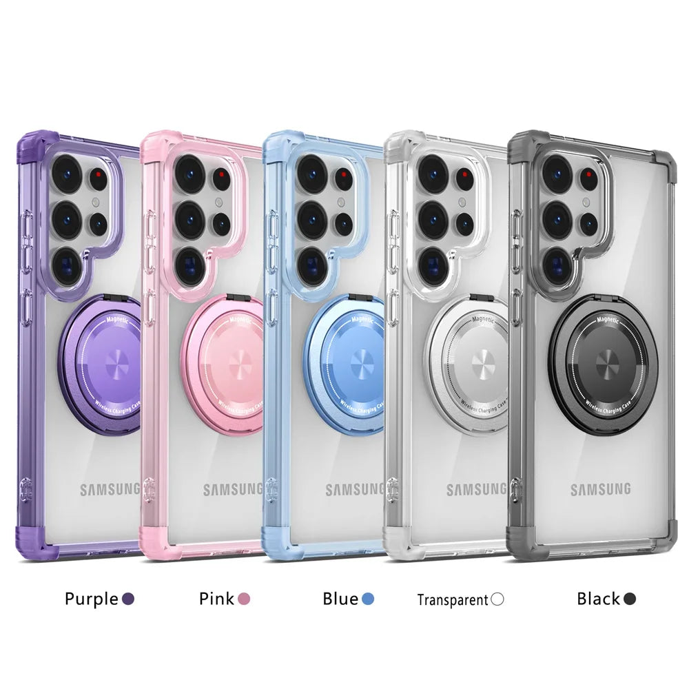 Transparent Magnetic Folding Stand Case for Samsung Galaxy