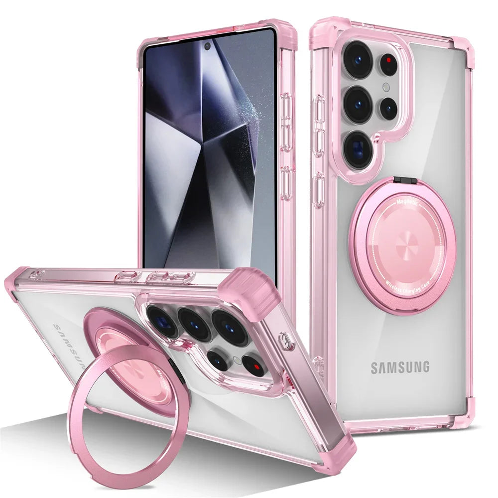 Transparent Magnetic Folding Stand Case for Samsung Galaxy