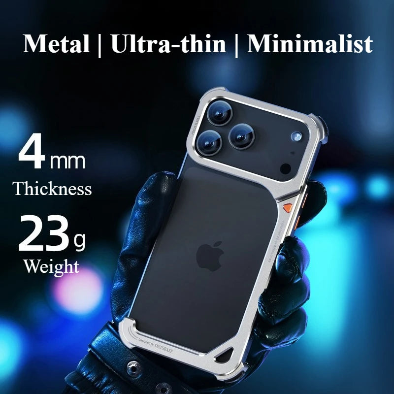 Frameless MagSafe Metal Bumper Case with Stand for iPhone