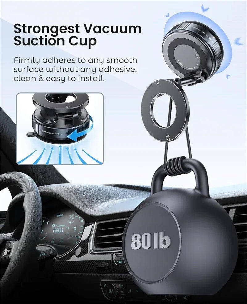 360° Magnetic Car Phone Mount with Vacuum Suction