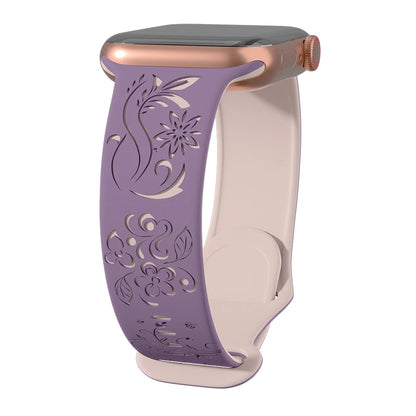 Flower Engraved Silicone Apple Watch Band