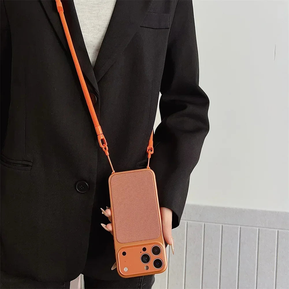 Woven Crossbody Strap Phone Case for iPhone