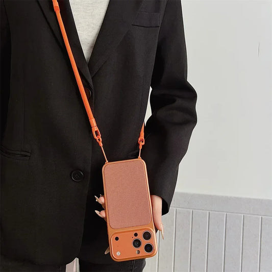 Woven Crossbody Strap Phone Case for iPhone